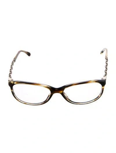 Pre-owned Chanel Interlocking Cc Logo Narrow Eyeglasses In Brown