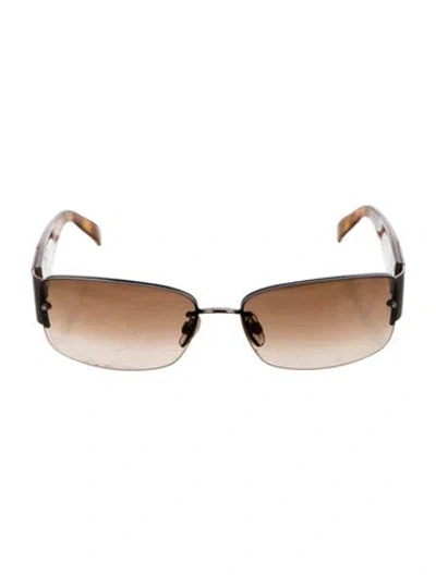 Pre-owned Chanel Interlocking Cc Logo Narrow Sunglasses In Brown