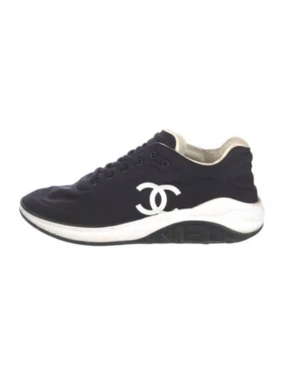 Pre-owned Chanel Interlocking Cc Logo Neoprene Athletic Sneakers In Black
