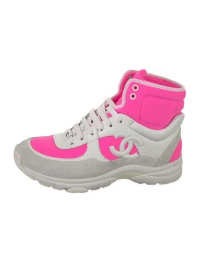 Pre-owned Chanel Interlocking Cc Logo Neoprene Wedge Sneakers In Multi