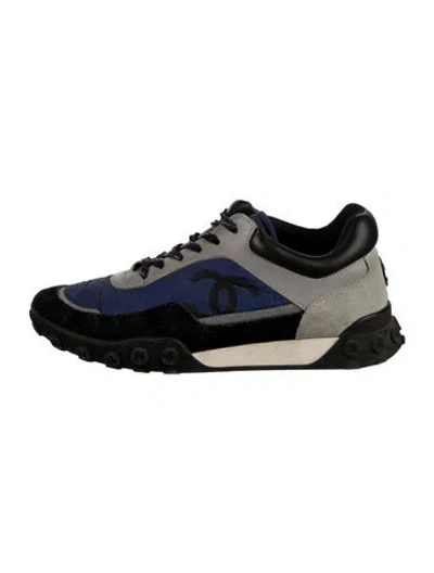 Pre-owned Chanel Interlocking Cc Logo Nylon Athletic Sneakers In Black