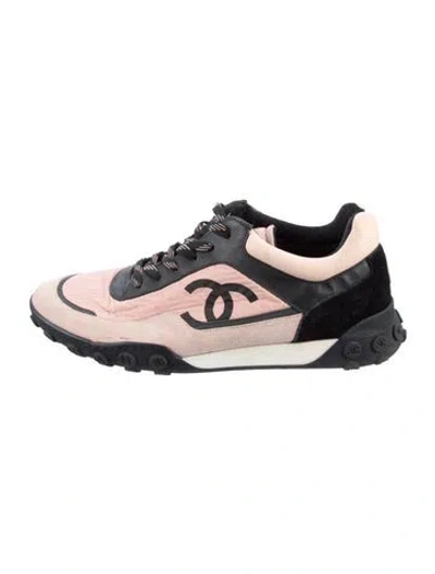 Pre-owned Chanel Interlocking Cc Logo Nylon Athletic Sneakers In Pink