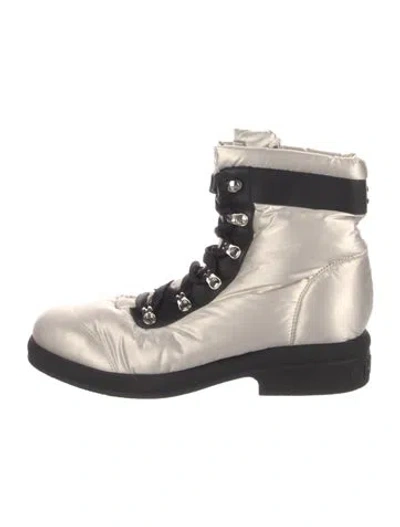 Pre-owned Chanel Interlocking Cc Logo Nylon Combat Boots