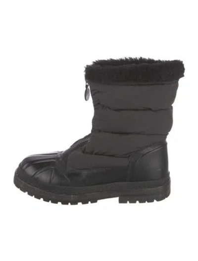 Pre-owned Chanel Interlocking Cc Logo Nylon Combat Boots In Black