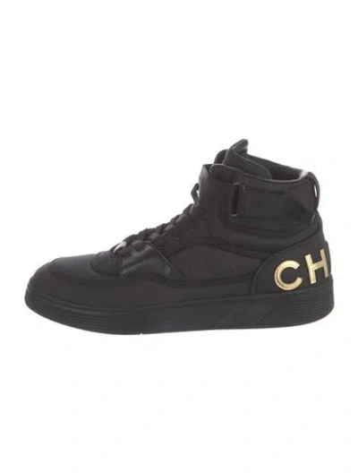 Pre-owned Chanel Interlocking Cc Logo Nylon Sneakers In Black