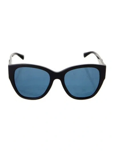 Pre-owned Chanel Interlocking Cc Logo Oversize Sunglasses In Blue