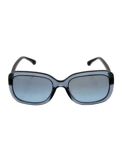 Pre-owned Chanel Interlocking Cc Logo Oversize Sunglasses In Blue