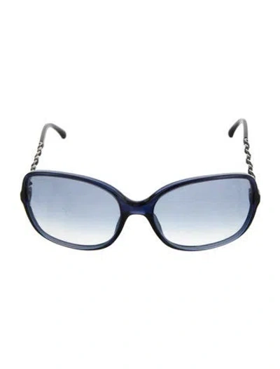 Pre-owned Chanel Interlocking Cc Logo Oversize Sunglasses In Blue