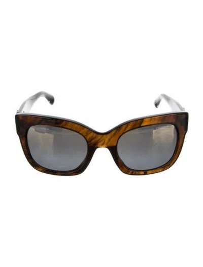 Pre-owned Chanel Interlocking Cc Logo Oversize Sunglasses In Brown