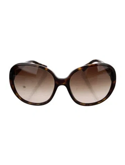Pre-owned Chanel Interlocking Cc Logo Oversize Sunglasses In Brown