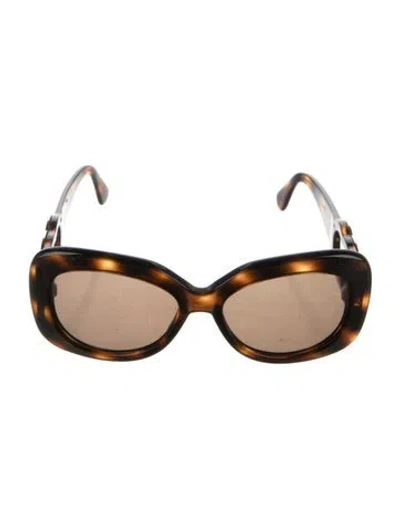 Pre-owned Chanel Interlocking Cc Logo Oversize Sunglasses In Brown