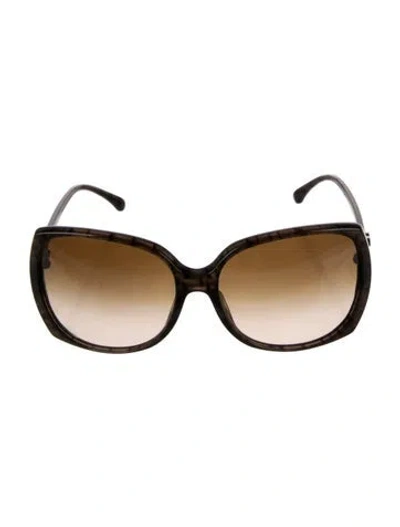Pre-owned Chanel Interlocking Cc Logo Oversize Sunglasses In Brown