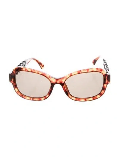 Pre-owned Chanel Interlocking Cc Logo Oversize Sunglasses In Brown