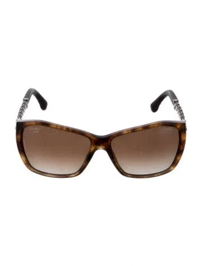 Pre-owned Chanel Interlocking Cc Logo Oversize Sunglasses In Brown
