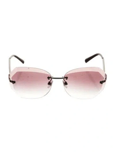 Pre-owned Chanel Interlocking Cc Logo Oversize Sunglasses In Silver