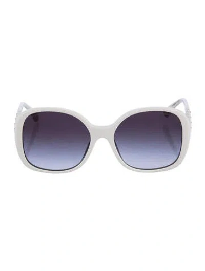 Pre-owned Chanel Interlocking Cc Logo Oversize Sunglasses In White