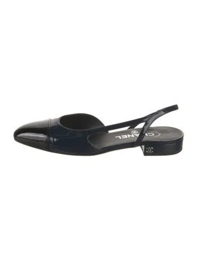 Pre-owned Chanel Interlocking Cc Logo Patent Leather Slingback Flats In Multi