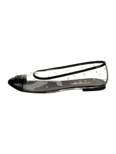 Pre-owned Chanel Interlocking Cc Logo Pvc Ballet Flats In Black/clear