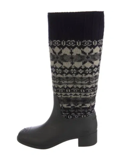 Pre-owned Chanel Interlocking Cc Logo Rain Boots In Gray