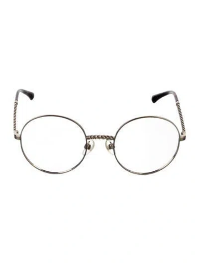Pre-owned Chanel Interlocking Cc Logo Round Eyeglasses In Gold