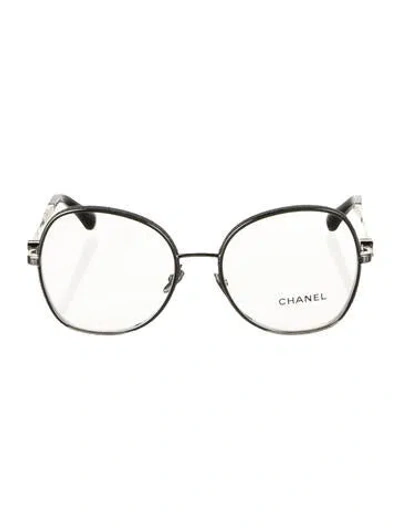 Pre-owned Chanel Interlocking Cc Logo Round Eyeglasses In Gray