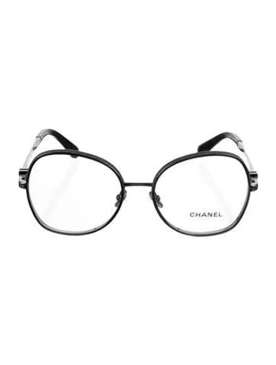 Pre-owned Chanel Interlocking Cc Logo Round Eyeglasses In Silver