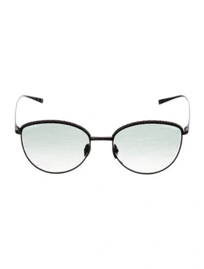 Pre-owned Chanel Interlocking Cc Logo Round Sunglasses In Black