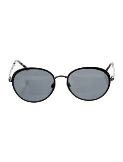 Pre-owned Chanel Interlocking Cc Logo Round Sunglasses In Black