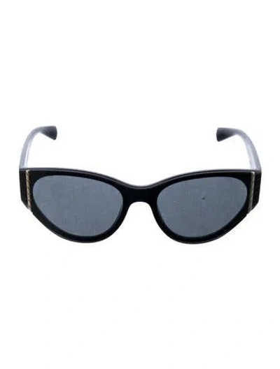 Pre-owned Chanel Interlocking Cc Logo Round Sunglasses In Black