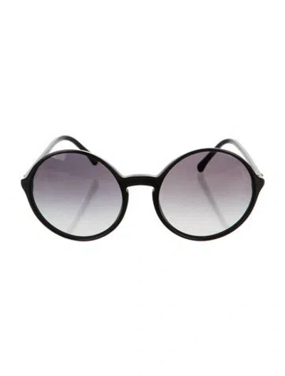 Pre-owned Chanel Interlocking Cc Logo Round Sunglasses In Black