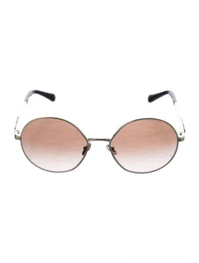 Pre-owned Chanel Interlocking Cc Logo Round Sunglasses In Brown