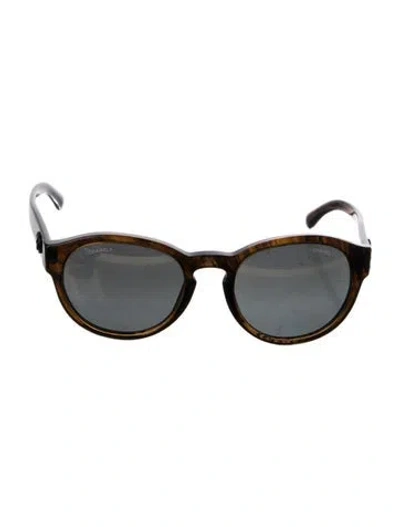 Pre-owned Chanel Interlocking Cc Logo Round Sunglasses In Brown