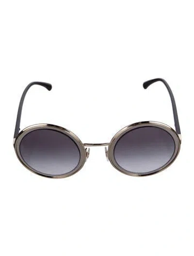 Pre-owned Chanel Interlocking Cc Logo Round Sunglasses In Gold