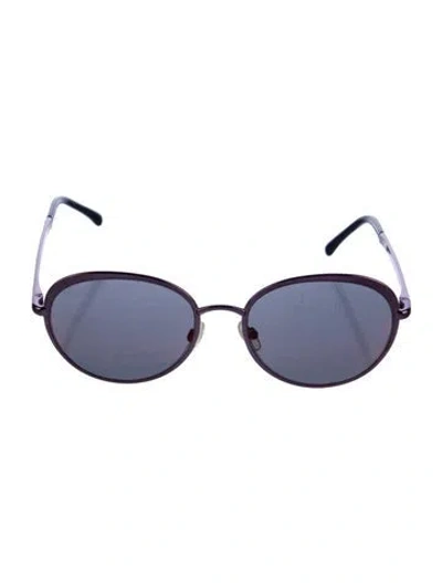 Pre-owned Chanel Interlocking Cc Logo Round Sunglasses In Purple