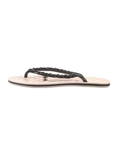 Pre-owned Chanel Interlocking Cc Logo Rubber Flip Flops In Pink