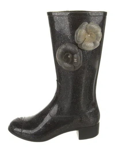 Pre-owned Chanel Interlocking Cc Logo Rubber Rain Boots In Multi