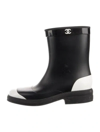 Pre-owned Chanel Interlocking Cc Logo Rubber Rain Boots In Multi