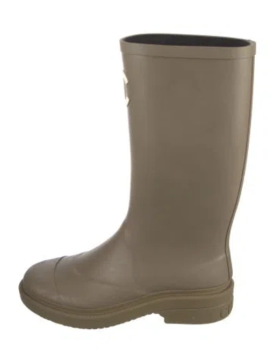 Pre-owned Chanel Interlocking Cc Logo Rubber Rain Boots In Neutrals