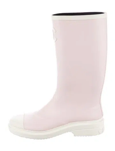 Pre-owned Chanel Interlocking Cc Logo Rubber Rain Boots In Pink