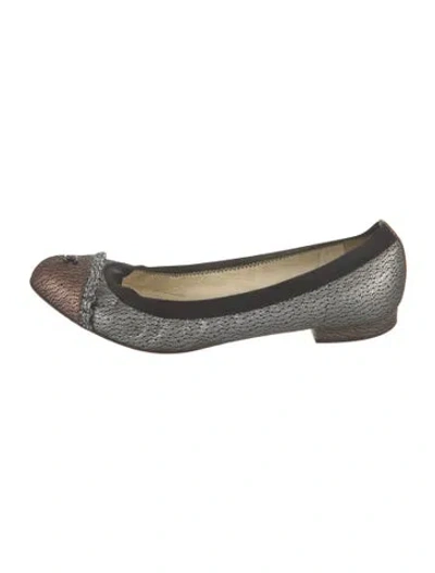 Pre-owned Chanel Interlocking Cc Logo Ruffle Embellishment Ballet Flats