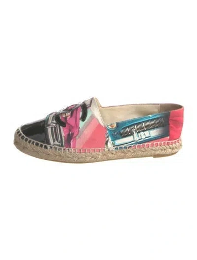 Pre-owned Chanel Interlocking Cc Logo Satin Espadrilles In Pink