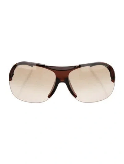 Pre-owned Chanel Interlocking Cc Logo Shield Sunglasses In Brown