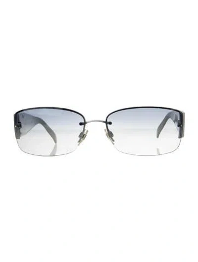 Pre-owned Chanel Interlocking Cc Logo Shield Sunglasses In White