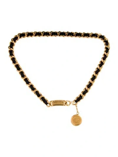 Pre-owned Chanel Interlocking Cc Logo Skinny Waist Belt In Gold