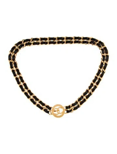 Pre-owned Chanel Interlocking Cc Logo Skinny Waist Belt In Gold