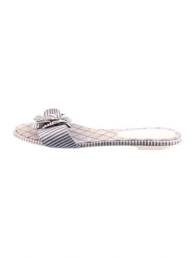 Pre-owned Chanel Interlocking Cc Logo Slides In Blue