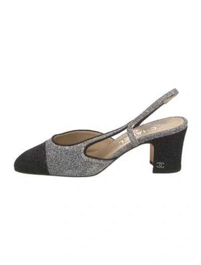 Pre-owned Chanel Interlocking Cc Logo Slingback Pumps In Multi