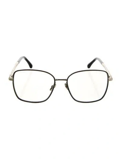 Pre-owned Chanel Interlocking Cc Logo Square Eyeglasses In Black/gold