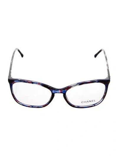 Pre-owned Chanel Interlocking Cc Logo Square Eyeglasses In Blue