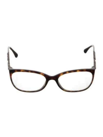 Pre-owned Chanel Interlocking Cc Logo Square Eyeglasses In Brown